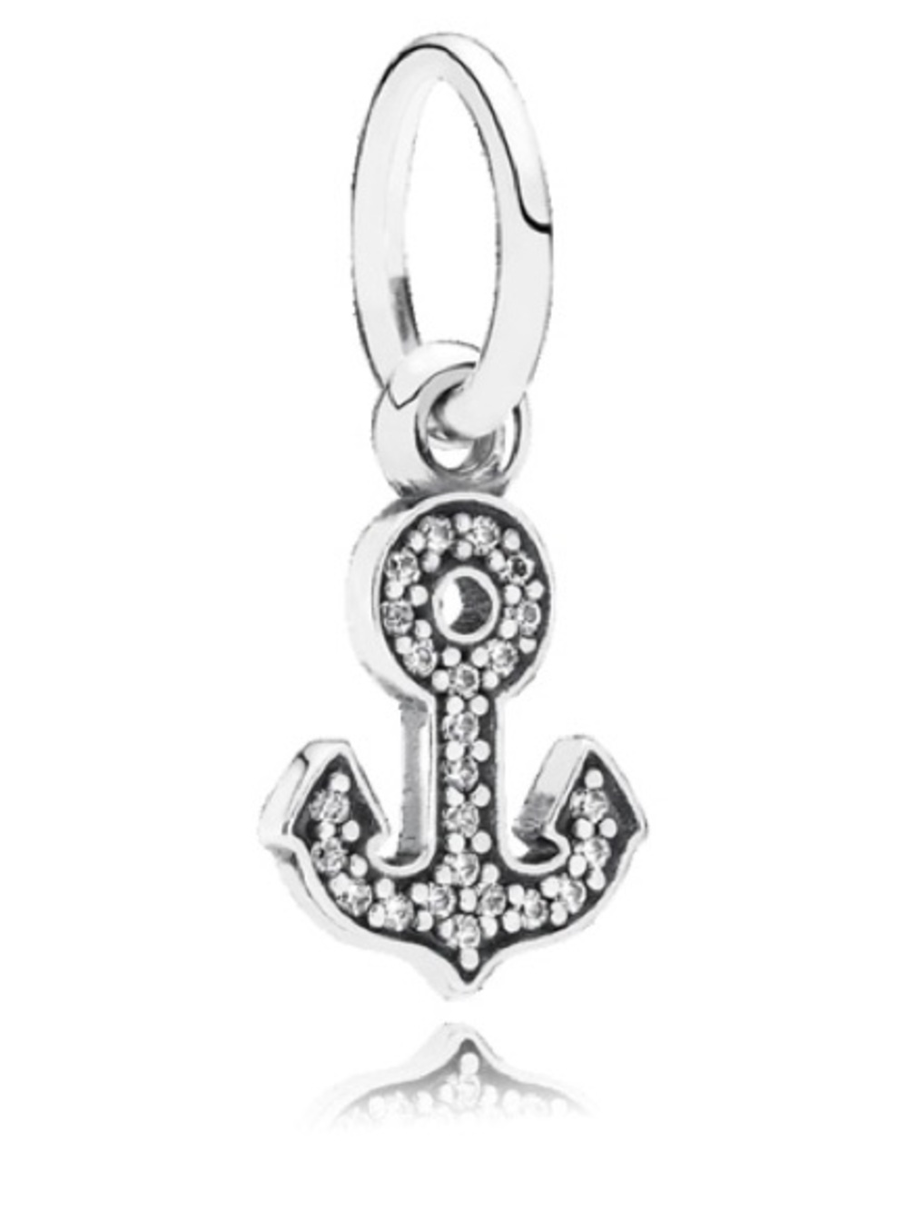 Pandora Retired Sterling Silver Symbol of Stability Anchor Dangle w/CZ 791533CZ